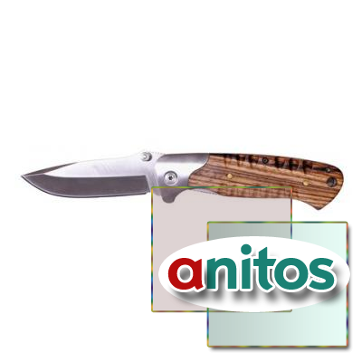 Нож складной Stinger, 85 мм (серебристый), рукоять: сталь/дерево (серебр.-корич.), коробка картон, шт