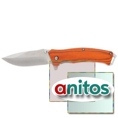 Нож складной Stinger, 110 мм, (серебристый), материал рукояти: дерево/сталь (коричневый)