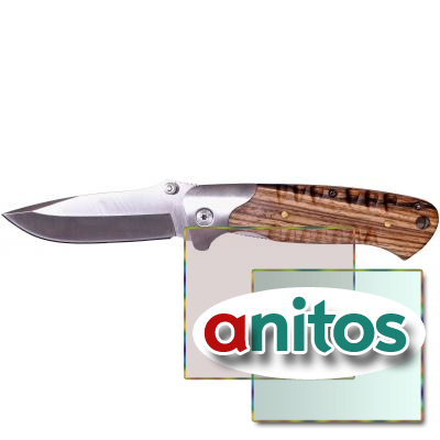 Нож складной Stinger, 85 мм (серебристый), рукоять: сталь/дерево (серебр.-корич.), коробка картон