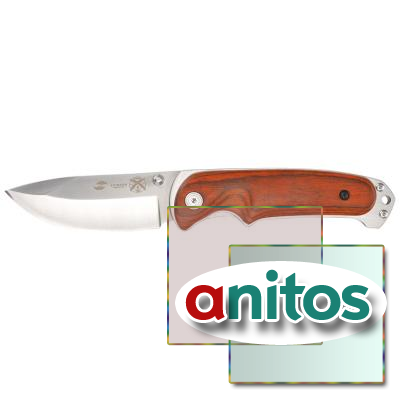 Нож складной Stinger, 91 мм (серебристый), рукоять: сталь/дерево (серебр.-корич.), коробка картон