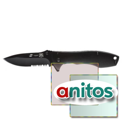 Нож складной Stinger, клинок 80 мм, рукоять: сталь/алюминий, чёрный