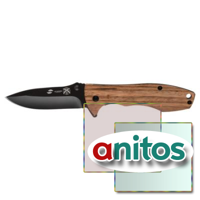 Нож складной Stinger, клинок 80 мм, рукоять: сталь/эбеновое дерево, коричневый