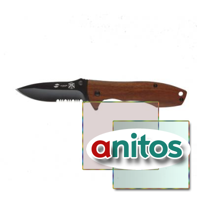 Нож складной Stinger, клинок 80 мм, рукоять: сталь/сандаловое дерево, коричневый
