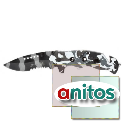 Нож складной Stinger, клинок 95 мм, рукоять: алюминий, чёрно-белый камуфляж