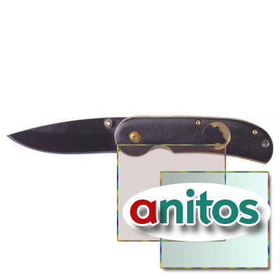 Нож складной Stinger, 70 мм (черный), рукоять: сталь/дерево (золот.-черн.), с клипом, коробка картон, шт