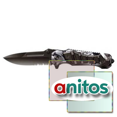 Нож складной Stinger, 90 мм (черный), рукоять: сталь/алюминий (камуфляж+черный), коробка картон, шт