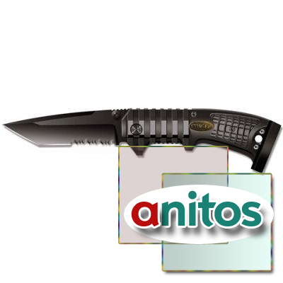 Нож складной Stinger, 90 мм (черн.), рукоять: сталь/алюмин./пласт. (черн.), с клипом, коробка картон, шт