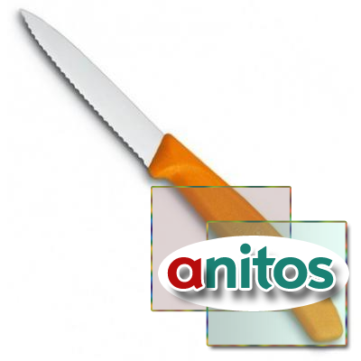 Нож Victorinox для очистки овощей, лезвие 8 см волнистое, оранжевый