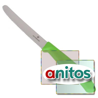 Нож Victorinox для томатов и сосисок, лезвие 11 см волнистое, зеленый