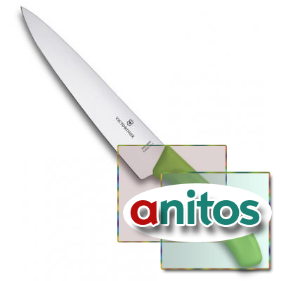Нож Victorinox разделочный, лезвие 19 см, зеленый, в картонном блистере