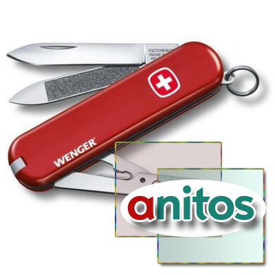 Нож Victorinox Wenger, 65 мм, 7 функций, красный