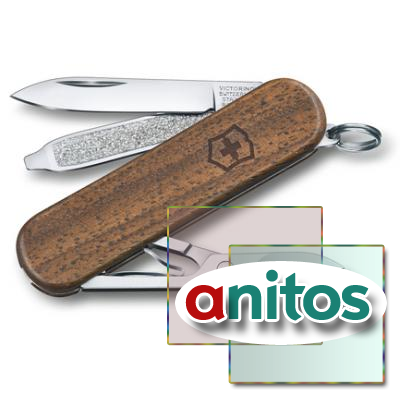 Нож-брелок Victorinox Classic SD, 58 мм, 5 функций, рукоять из орехового дерева