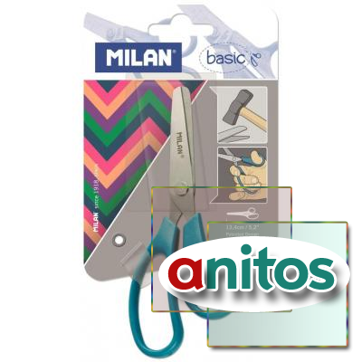 Ножницы детские Milan Basic, 13,3 см, цвет зелёный, блистер BWM10039