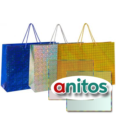 Пакет подарочный 45x13x33 см (XL), НАБОР 3 шт., 3 дизайна, голография, ЗОЛОТАЯ СКАЗКА, 609736