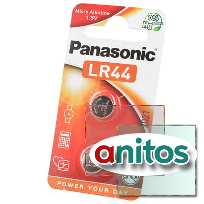 батарейка алкалиновая часовая Panasonic LR44EL/2B AG13 (0% Hg) BL2