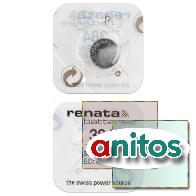 батарейка серебряно-цинковая RENATA SR41SW   384 (0%Hg), в упак 10 шт