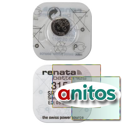 батарейка серебряно-цинковая часовая RENATA SR716SW  315, в упак 10 шт