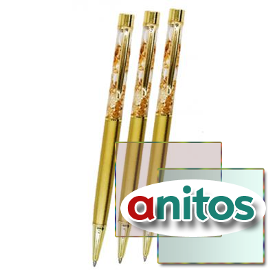 Ручка металлическая, с поворотным механизмом, комбинированный корпус, золотого цвета