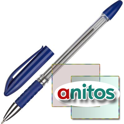 Ручка шариковая Attache, манжетка, мет.након., синие чернила