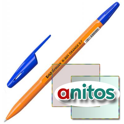 Ручка шариковая ErichKrause R-301 Orange Stick 0.7, цвет чернил синий