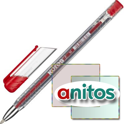Ручка шариковая KORES К11 неавт M(1мм) треуг.корп., масляная, красная
