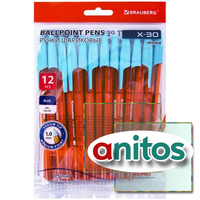   BRAUBERG X-30 ORANGE,  12 ., ,   1 ,   0,5 , 144334