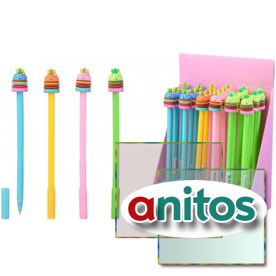 Шариковая ручка с чернилами на масляной основе: детская; ГУСЕНИЧКА; цветной корпус /ассорти/, съёмный прорезиненный наконечник, цвет чернил-синий.