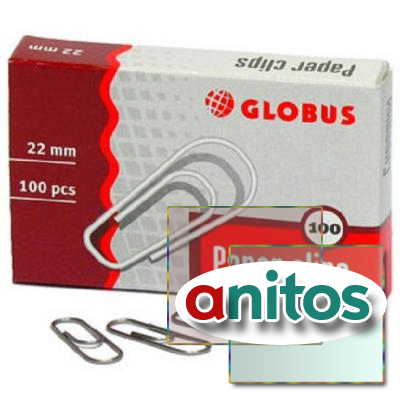 Скрепки Globus  металлические без покрытия 22 мм 100 шт. в упаковке