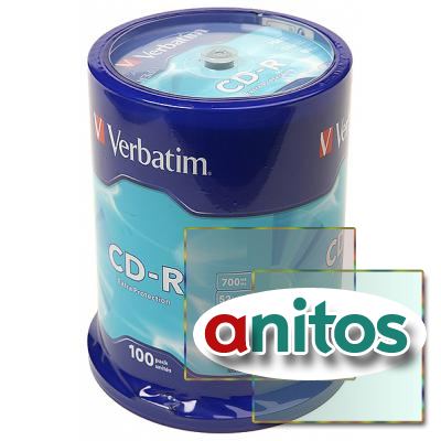 Компакт диск CD записываемый Verbatim 43411 CD-R 80 52x DL CB/100