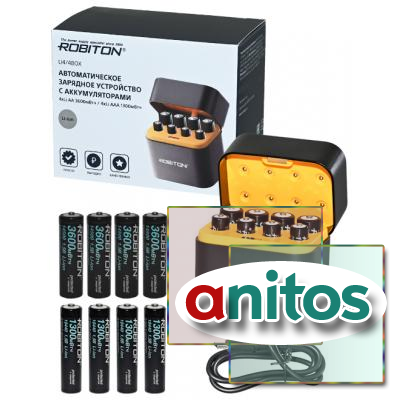 �������� ���������� � �������������� ROBITON Li4/4BOX + 1,5� ������������ 4*Li14500 (AA) 2200���/4*Li10440 (AAA) 736���