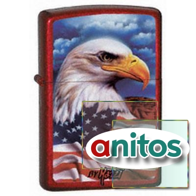 Зажигалка ZIPPO American Eagle с покрытием Candy Apple Red™, латунь/сталь