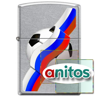 Зажигалка ZIPPO Российский футбол с покрытием Street Chrome™, латунь/сталь, серебристая, 36x12x56 мм
