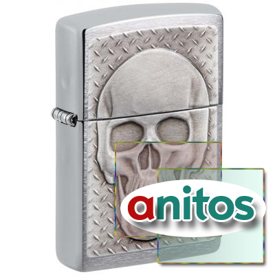  ZIPPO Skull Design   Brushed Chrome, /, , 38x13x57 