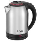 Чайник электрический DELTA DL-1330 2л, нержавейка, черный с красным, 2000Вт (12)