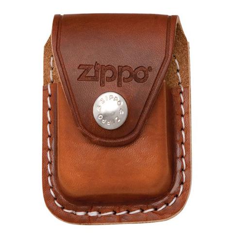 Чехол Zippo для зажигалки, кожа, с металлическим фиксатором на ремень, коричневый, 57х30x75 мм
