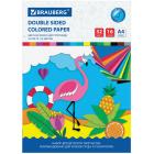 Цветная бумага А4 2-сторонняя офсетная, 32 листа 16 цветов, на скобе, BRAUBERG, 200х280 мм, 