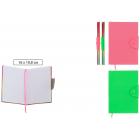 Ежедневник-блокнот: на кнопке, обложка-кожезаменитель, яркая цветная матовая обложка /зелёная, розовая/, внешняя сторона блока с цветным напылением, блок-1 офсет, клетка, 80 листов; 16*10,8 см.