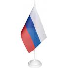 флаги Флаг РФ 12*18см с подставкой 1-ой белый пластик 30см