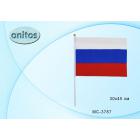 Флаг России "Триколор": на пластиковой трубочке, материал-искусственный шёлк, размер-30*45 см.