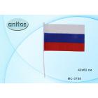 Флаг России "Триколор": на пластиковой трубочке, материал-искусственный шёлк, размер-40*60 см.