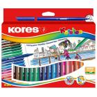 Фломастеры KORELLOS Kores 24 цвета,  в картонной коробке с подвесом, 29014