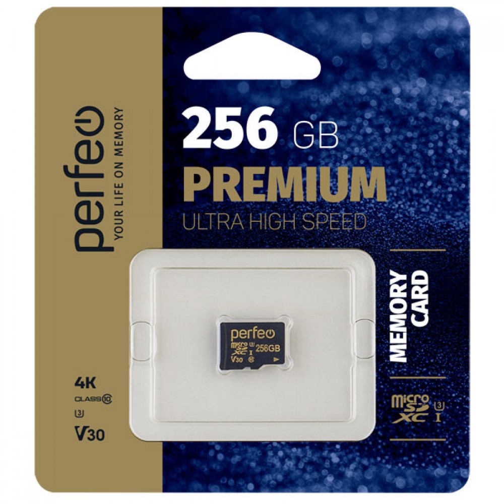       Perfeo microSDXC 256GB High-Capacity (Class 10) UHS-3 V30 w/o Adapter PF256GMCSX10V30