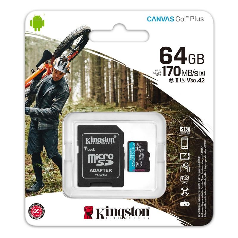   Kingston Canvas Go! Plus microSDXC UHS-I Cl10 +, SDCG3/64Gb
