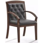 Кресло BN_Mb_Конференц Echair-422 KR рецикл.кожа черн., тем.орех