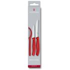 Набор из 3 ножей для овощей VICTORINOX: нож 8 см, нож 11 см, овощечистка, красная рукоять