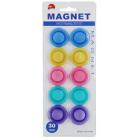 Набор магнитов: цветные, прозрачные, круглые, /диаметр 30 мм/, 10 штук, в блистере с европодвесом.