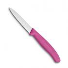 Нож Victorinox для очистки овощей, лезвие 8 см волнистое, розовый