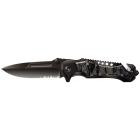 Нож складной Stinger, 90 мм (черный), рукоять: сталь/алюминий (камуфляж+черный), коробка картон