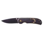 Нож складной Stinger, 70 мм (черный), рукоять: сталь/дерево (золот.-черн.), с клипом, коробка картон, шт