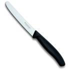 Нож Victorinox для томатов и сосисок, лезвие 11 см волнистое, черный